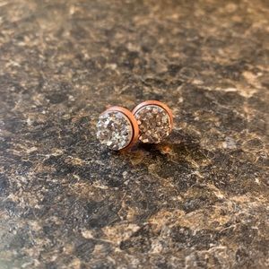 Silver with Rose Gold Druzy Studs